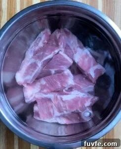Dwaeji Galbi Korean-Style Pork Ribs Recipe (Ham Ji Park Copycat) 4 Ribs soaking