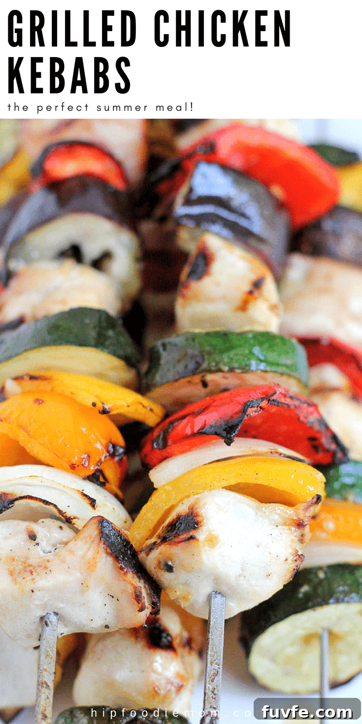 Grilled Chicken Kebabs!! Marinate the cubed chicken overnight, assemble your kebabs and throw them on the grill! The perfect summer meal! #chickenkebabs #kebabs #grilling #summer #chickenrecipe #easydinner 