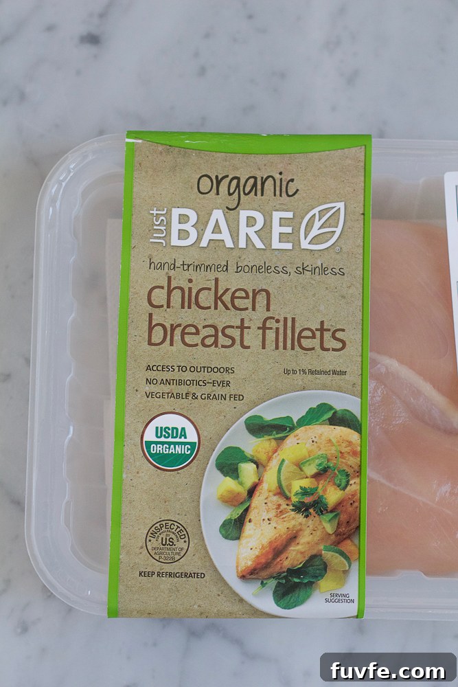 Package of chicken breasts for Grilled Chicken Kebabs.