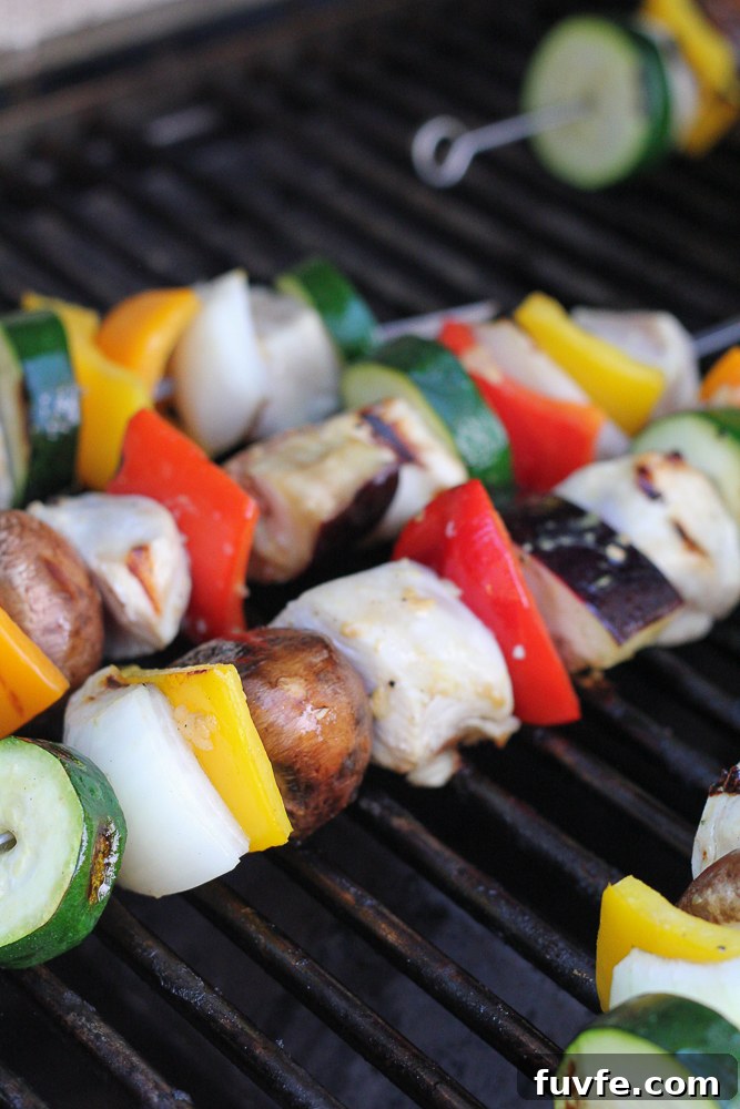 Grilled Chicken Kebabs on the grill.