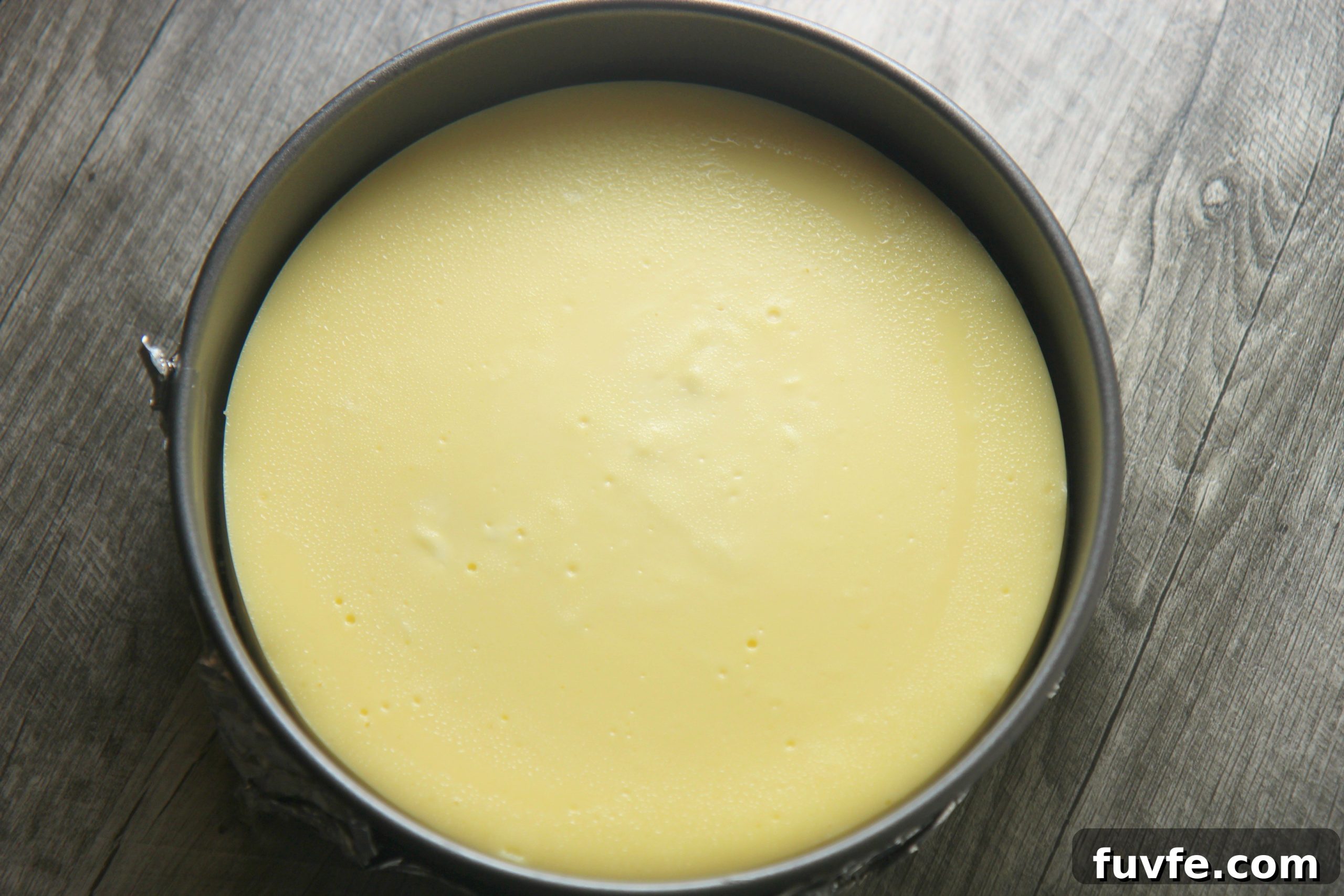 Plain cheesecake in a springform pan