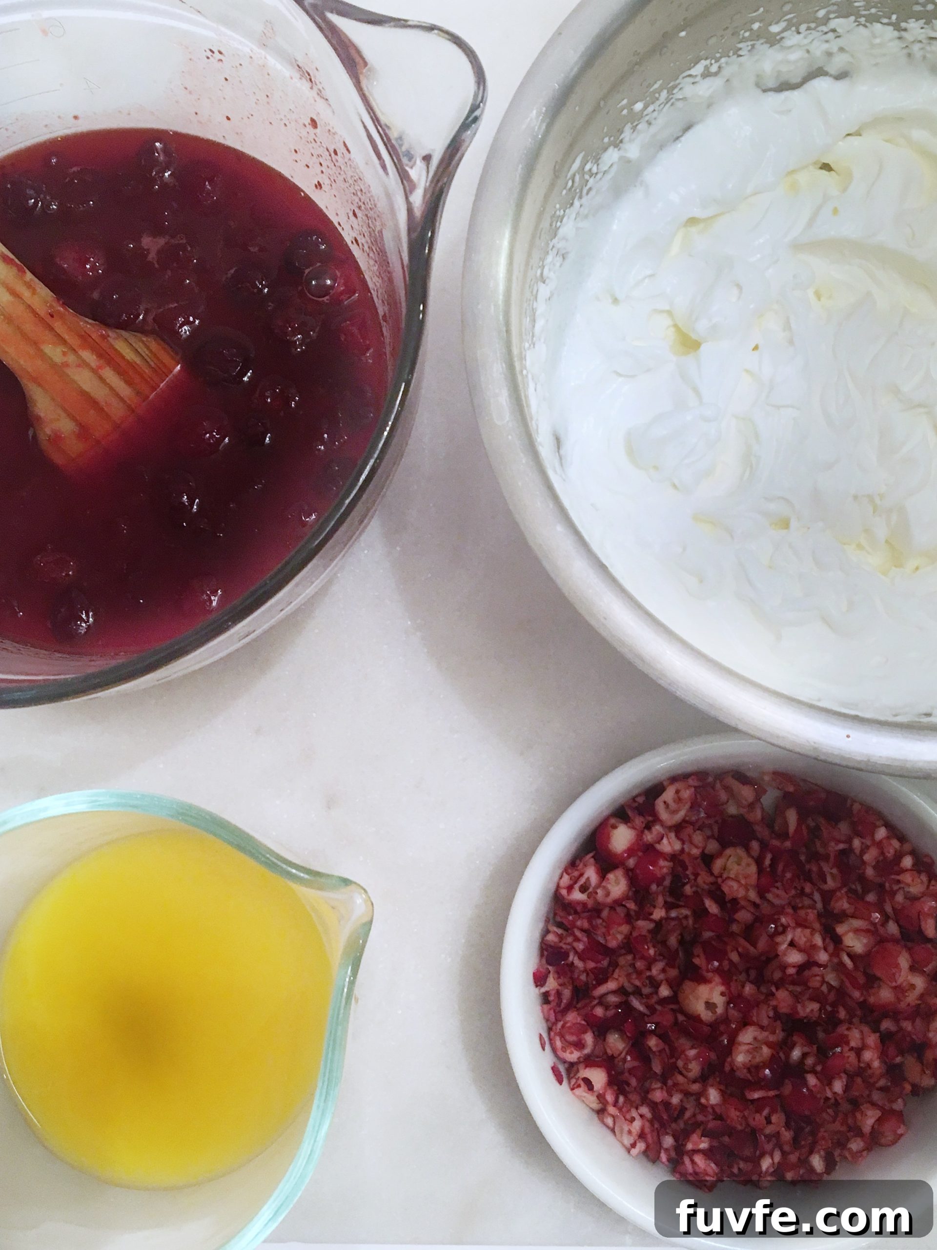 ingredients for cranberry mousse salad