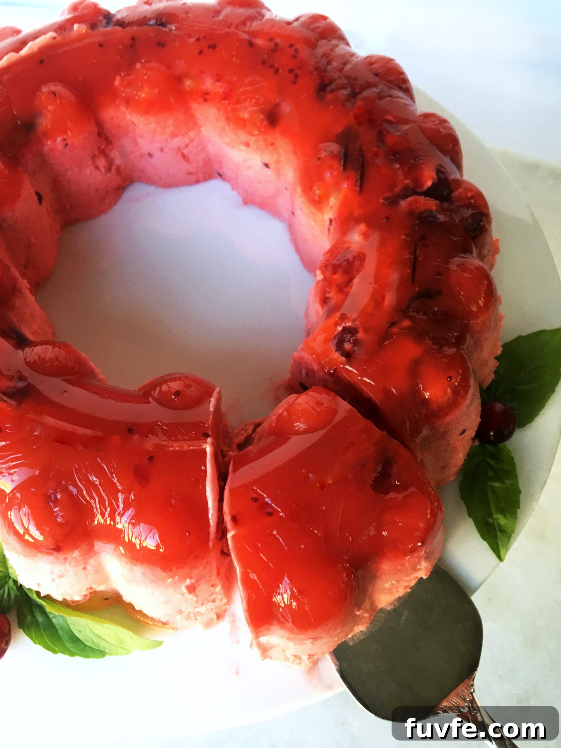 Holiday salad at it's best! Cranberry mousse salad is served
