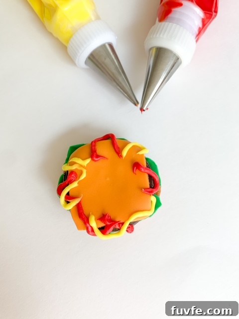 Nilla Wafer Hamburger Cookie Recipe: Classic Mini Sandwich Cookies 10 Pipe frosting around patty edges