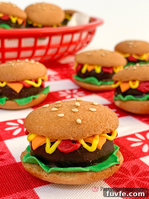 Nilla Wafer Hamburger Cookie Recipe: Classic Mini Sandwich Cookies 12 Nilla Wafers hamburger cookies for kids parties