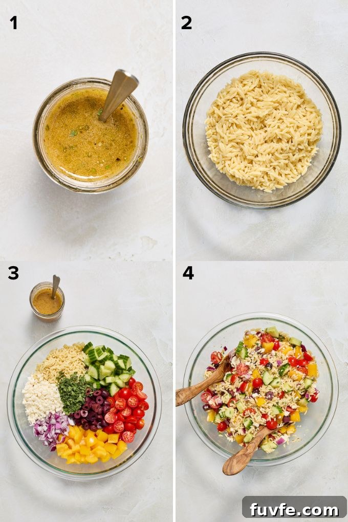 Greek Orzo Salad with Feta, Olives and Lemon Dressing 5 How to make greek pasta salad with orzo.
