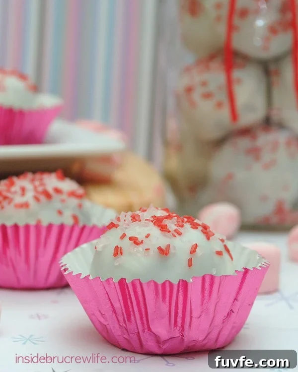 Brownies, peppermint marshmallows, and white chocolate make a fun holiday truffle.