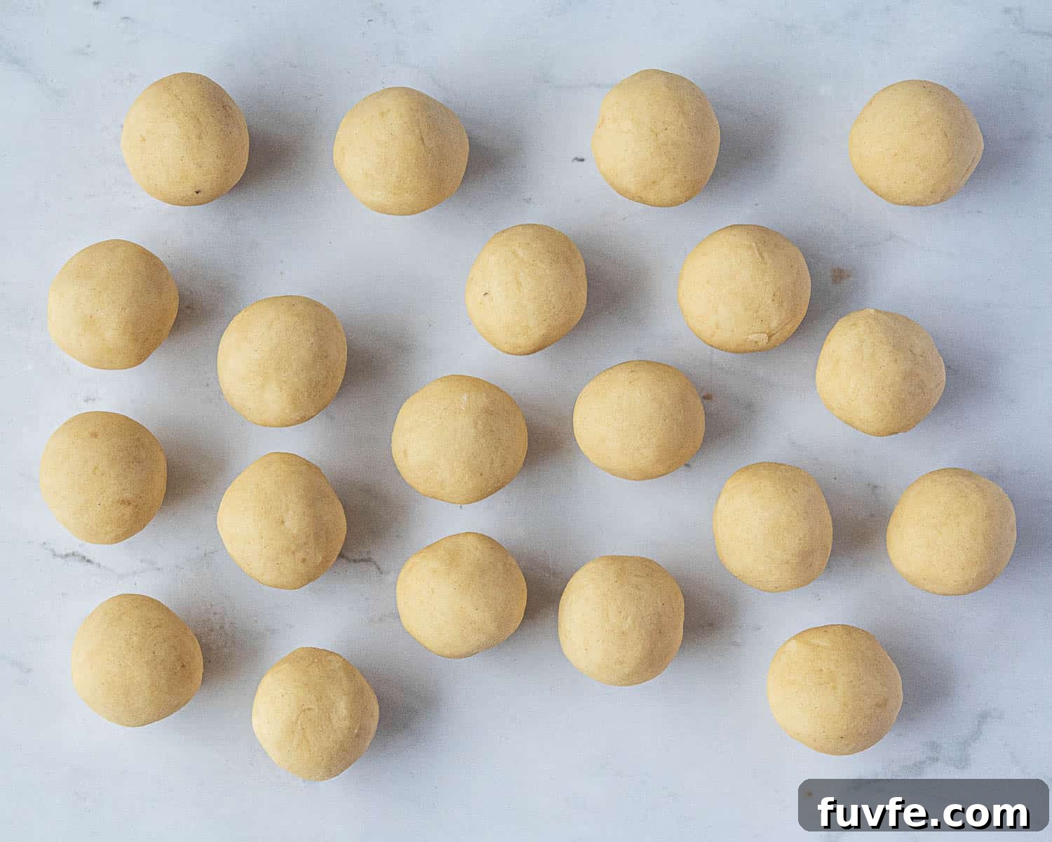 Step 3, the dough divided into balls.