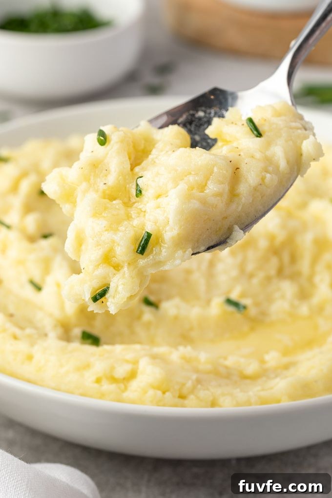 Spoonful of yukon mashed potatoes