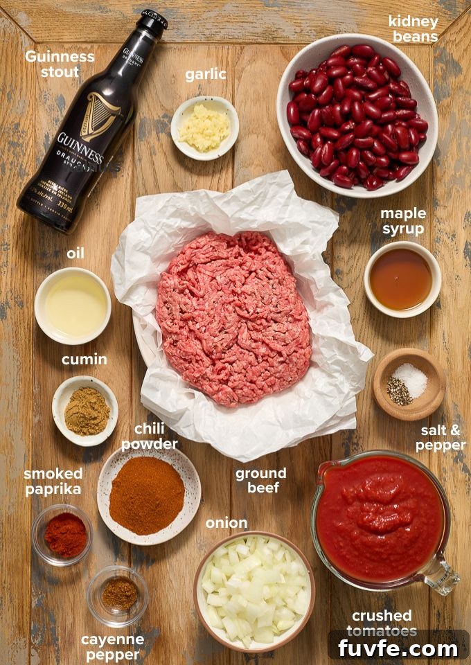 Guinness chili recipe ingredients.