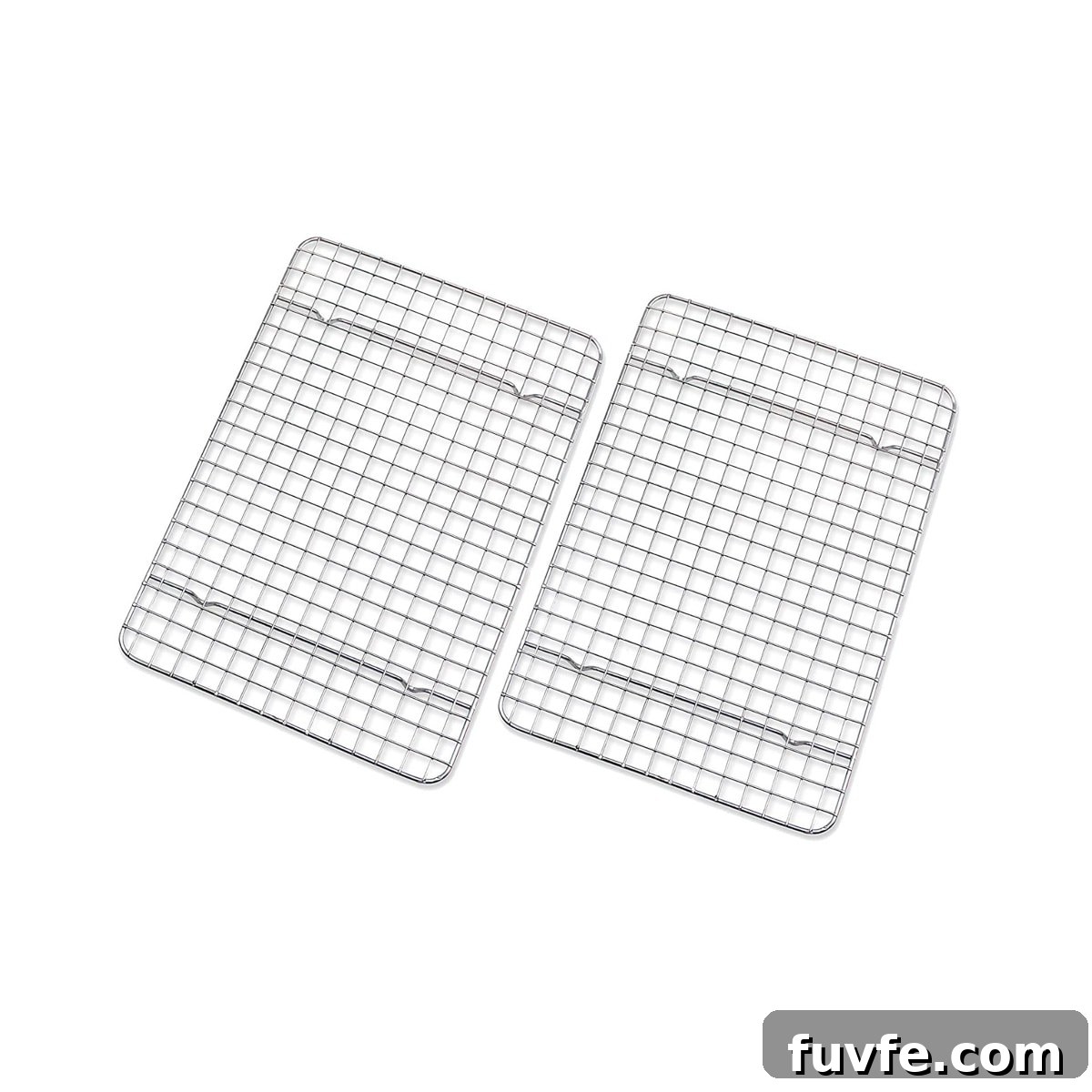 Two stainless steel wire cooling racks.
