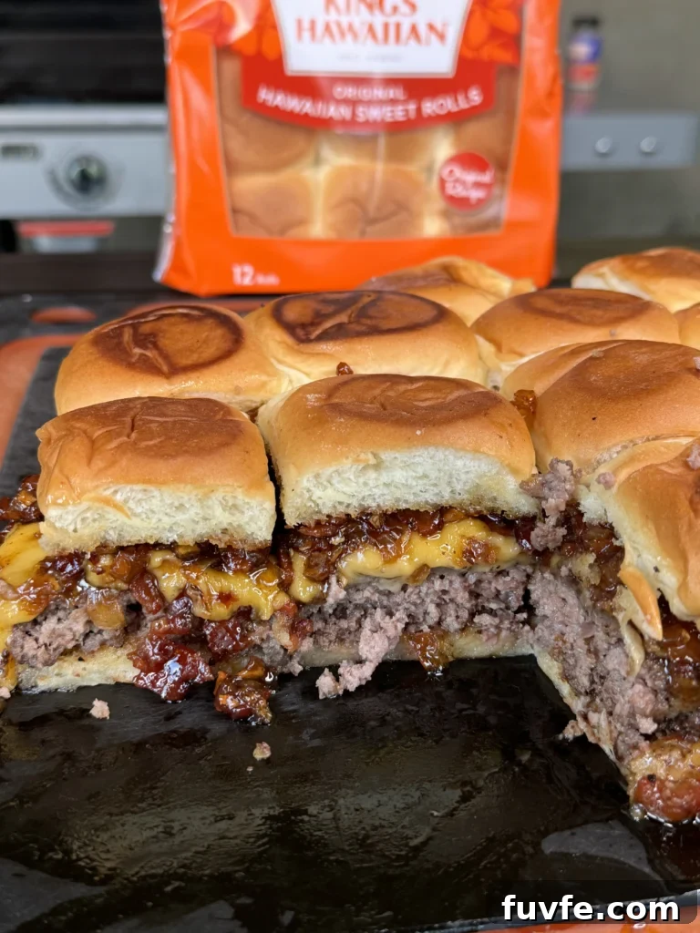 Bacon Jam Cheeseburger Sliders Recipe for Party Appetizers 2 bacon jam sliders