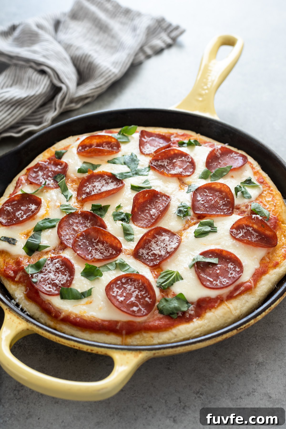 1-Hour Focaccia Bread Pizza Recipe 5 Homemade focaccia pizza in a skillet.