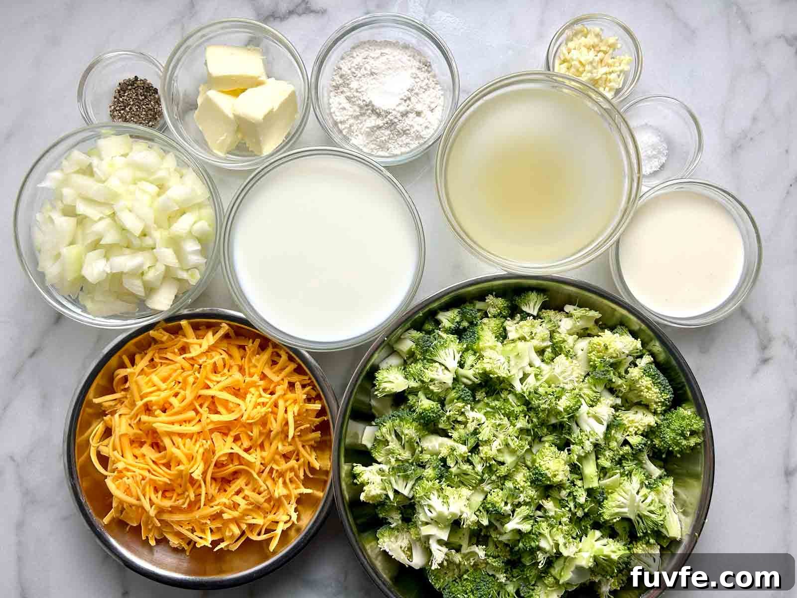 required ingredients prepped in bowls.