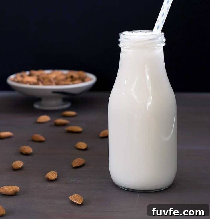 Vegan Slow-Cooker Pumpkin Steel-Cut Oats Recipe 5 homemade almond milk in a milk bottle