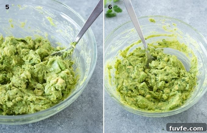 Homemade Guacamole with Lime, Cilantro and Jalapeño 7 How to make guacamole collage