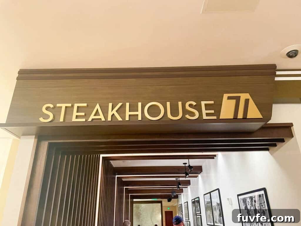 entrance and sign for Steakhouse 71.