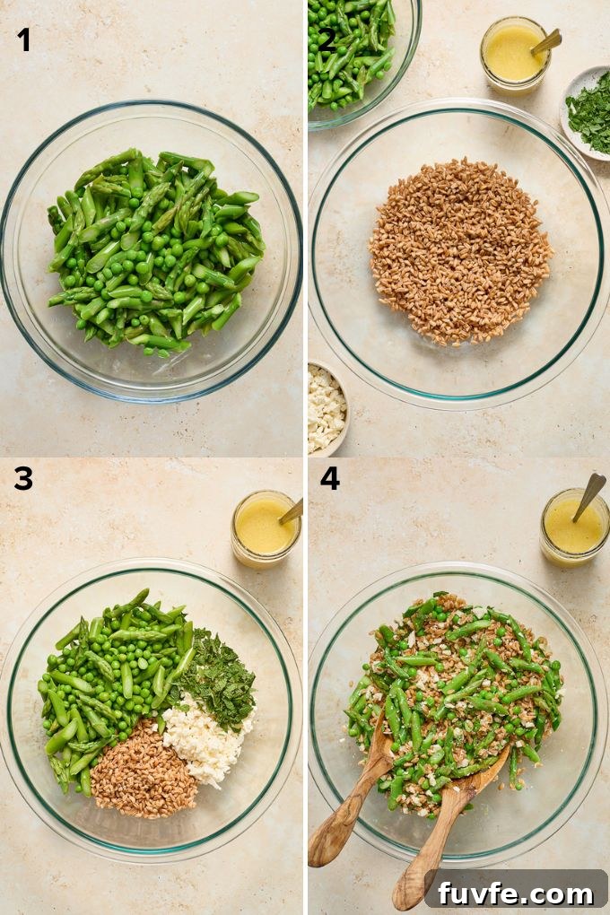 Spring Farro Salad with Feta, Peas and Lemon 5 How to make spring farro salad.