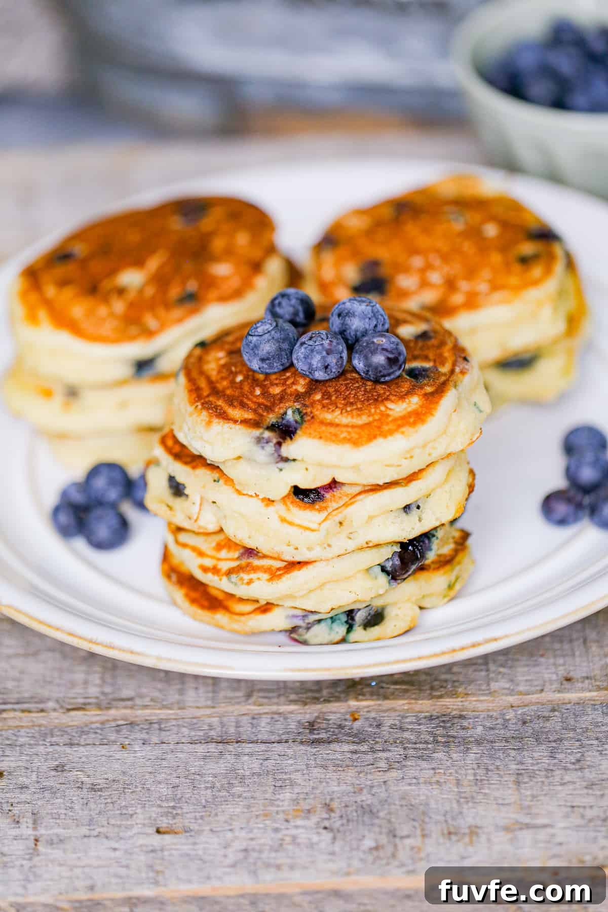 Fluffy Greek Yogurt Blueberry Pancakes