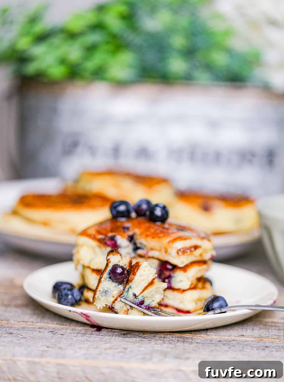Fluffy Greek Yogurt Blueberry Pancakes