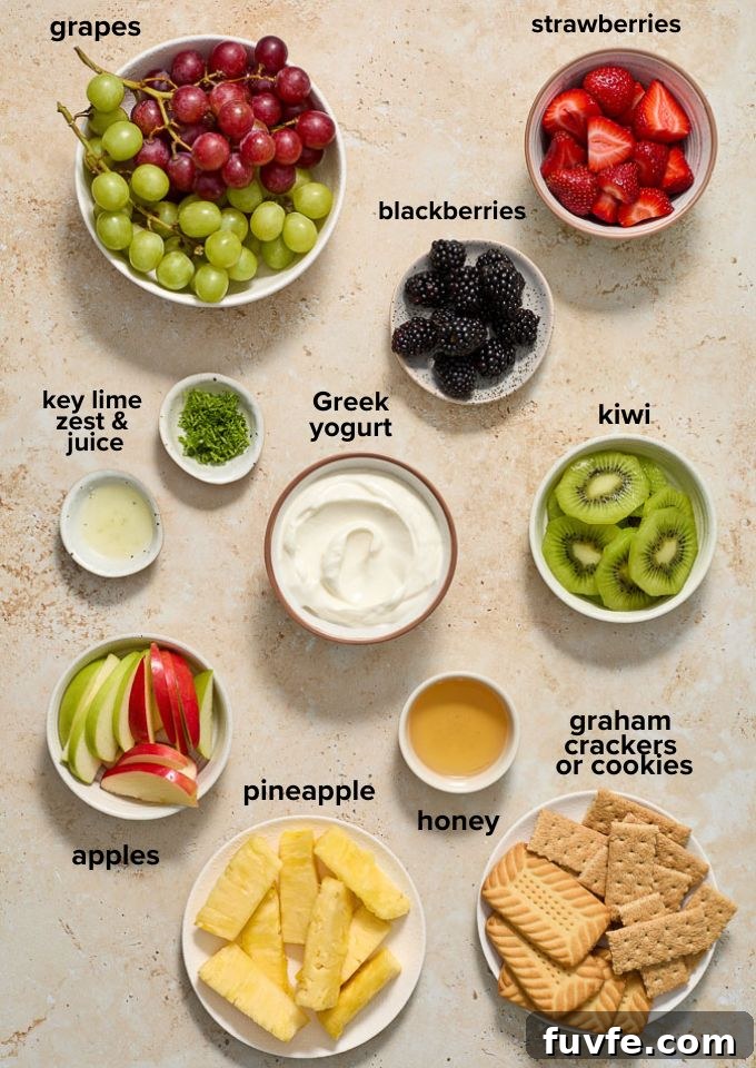 Yogurt fruit dip recipe ingredients.