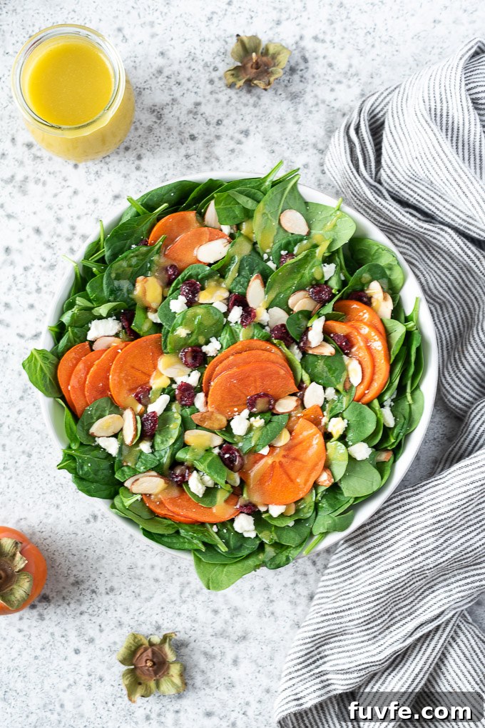 Persimmon salad in a bowl