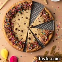 Homemade Birthday Cookie Cake with Chocolate Chips, Frosting, and Sprinkles