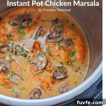 Instant Pot Chicken Thighs with Fluffy White Rice 13 creamy chicken marsala in instant pot garnished with fresh parsley