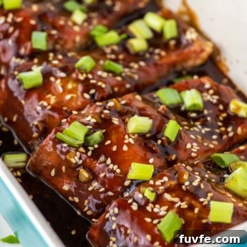 teriyaki salmon in baking dish