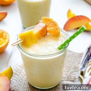 Peach smoothie in a jar
