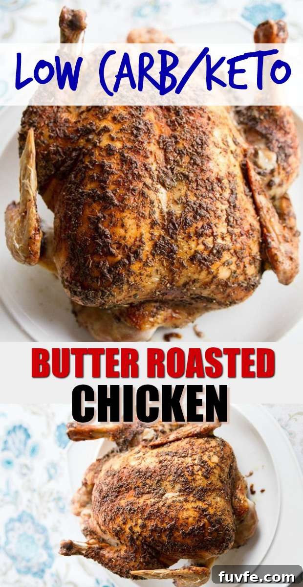 Herb & Butter Roasted Low Carb Chicken Recipe! You can eat the low carb/high fat chicken ( Keto friendly) and your kids can eat the potatoes and carrots. #lowcarb #keto #recipe #chicken #healthyfamily #chickenrecipe #cooking