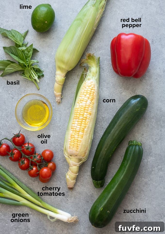 Grilled Zucchini and Corn Salad with Lemon Herb Dressing 3 Corn and zucchini salad recipe ingredients.