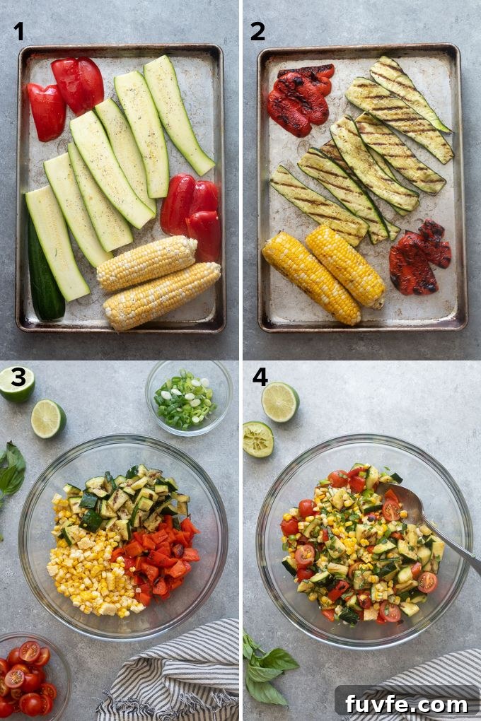 Grilled Zucchini and Corn Salad with Lime and Feta 4 How to make grilled zucchini and corn salad.