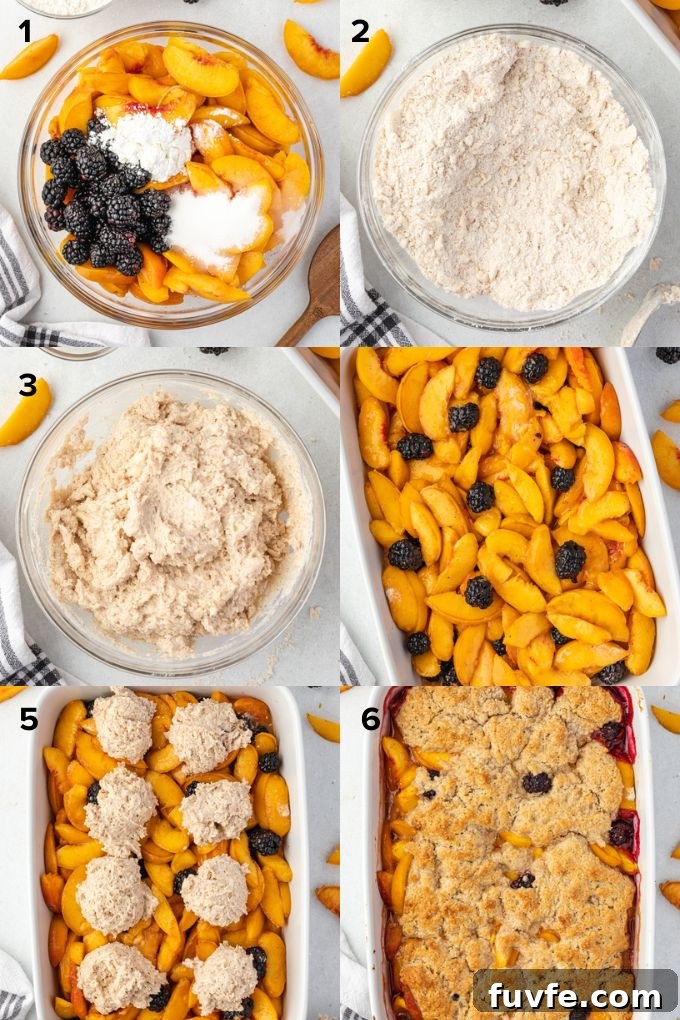 How to make peach blackberry cobbler