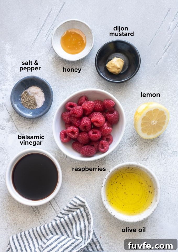 Raspberry vinaigrette dressing ingredients.