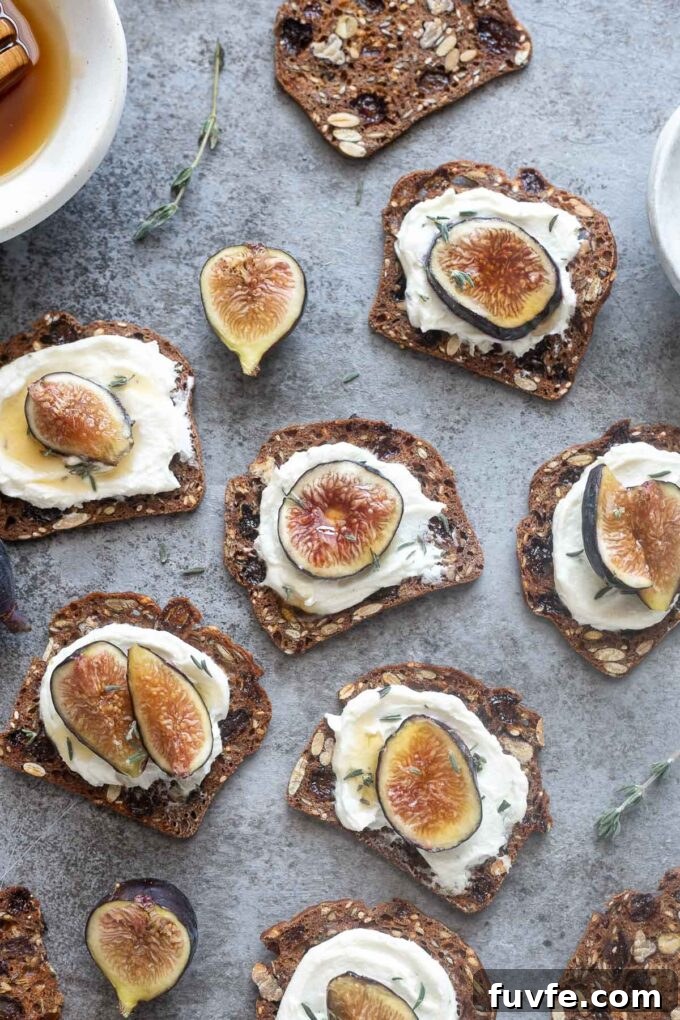 Whipped goat cheese with honey and figs on crackers.