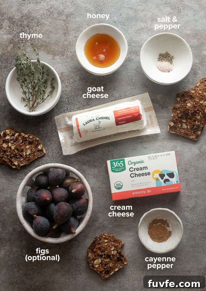 Whipped goat cheese recipe ingredients.