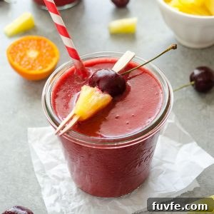 Cherry smoothie in jar