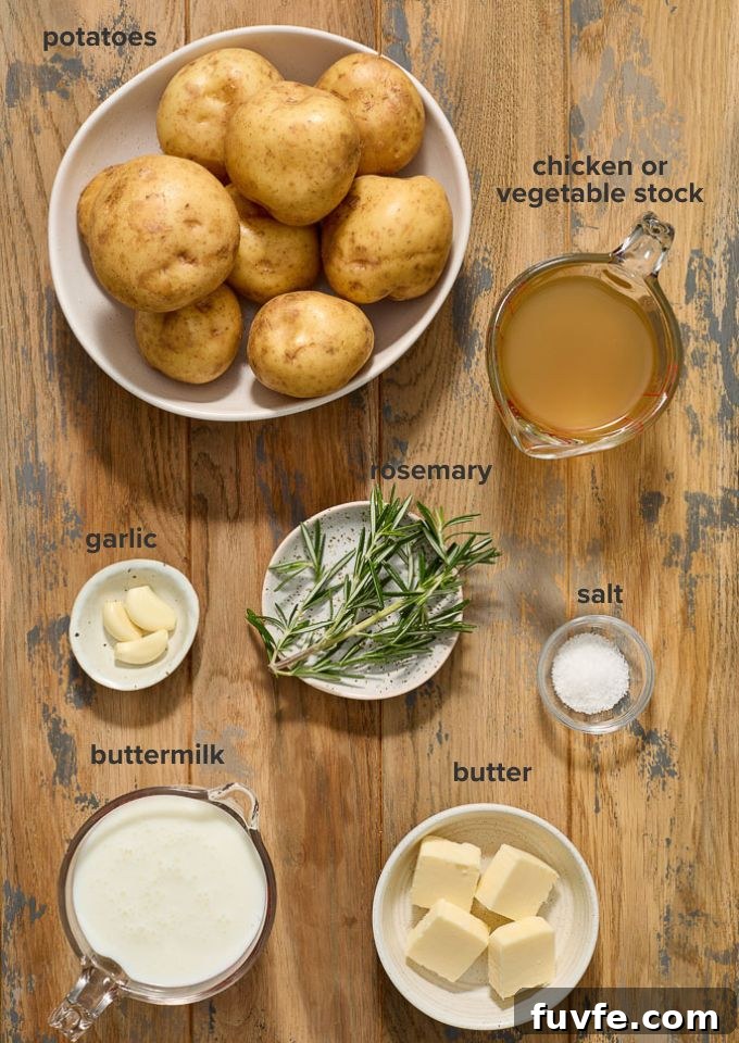 Crock Pot buttermilk mashed potatoes recipe ingredients.