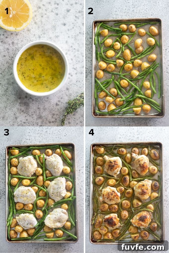 How to make sheet pan lemon garlic chicken thighs.