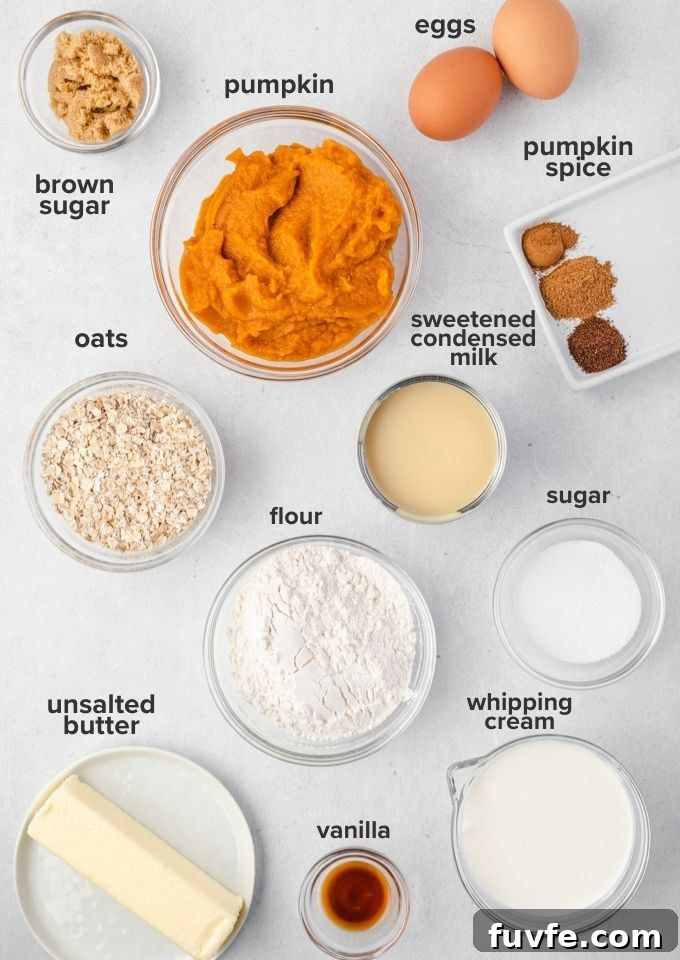 Pumpkin pie bars recipe ingredients