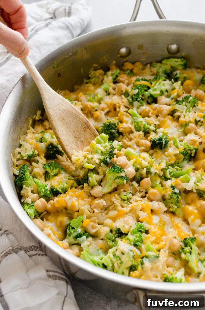 Broccoli chickpea casserole with brown rice.