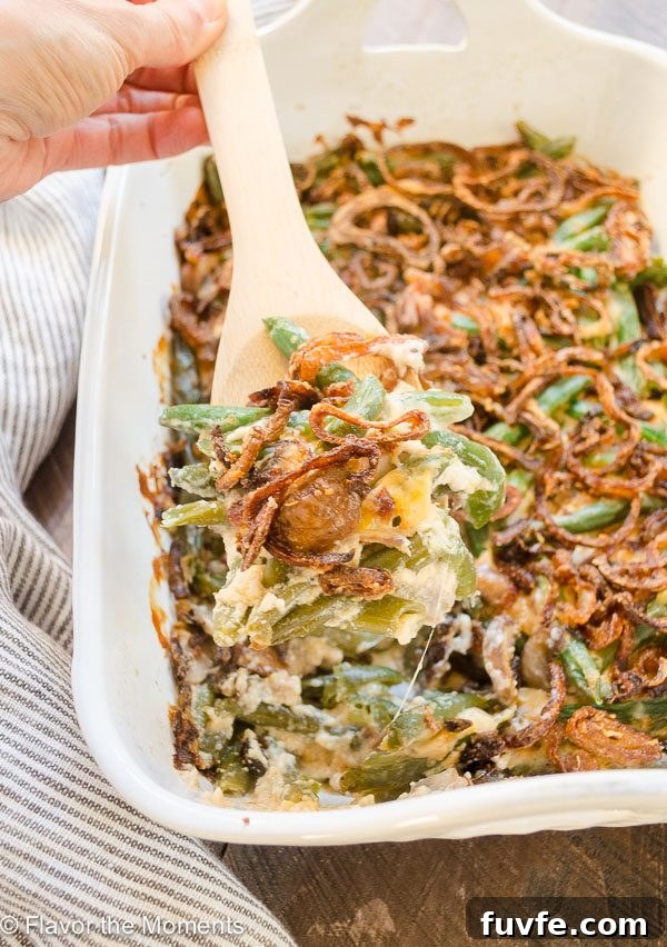 Spoonful of homemade green bean casserole