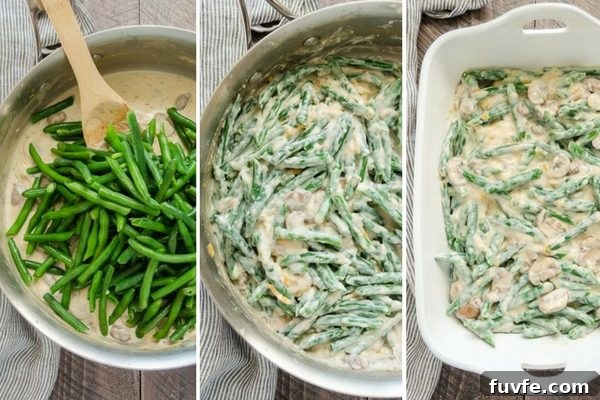 Homemade green bean casserole process collage 2