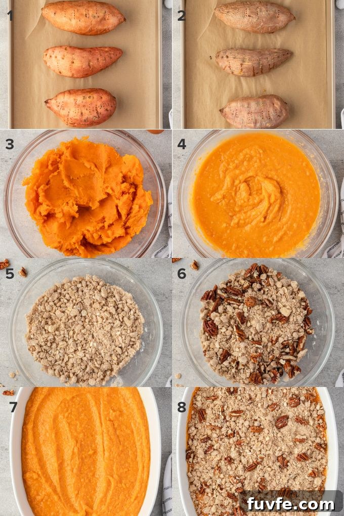 Sweet Potato Casserole with Brown Sugar Streusel 5 How to make sweet potato casserole