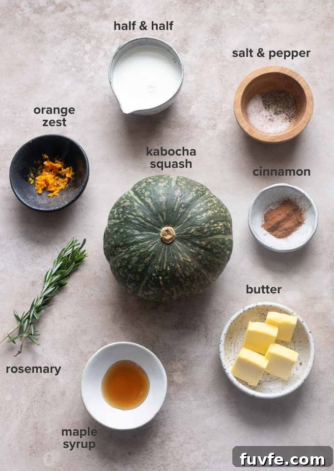 Velvety Kabocha Squash Mash Recipe 4 Mashed kabocha squash recipe ingredients.