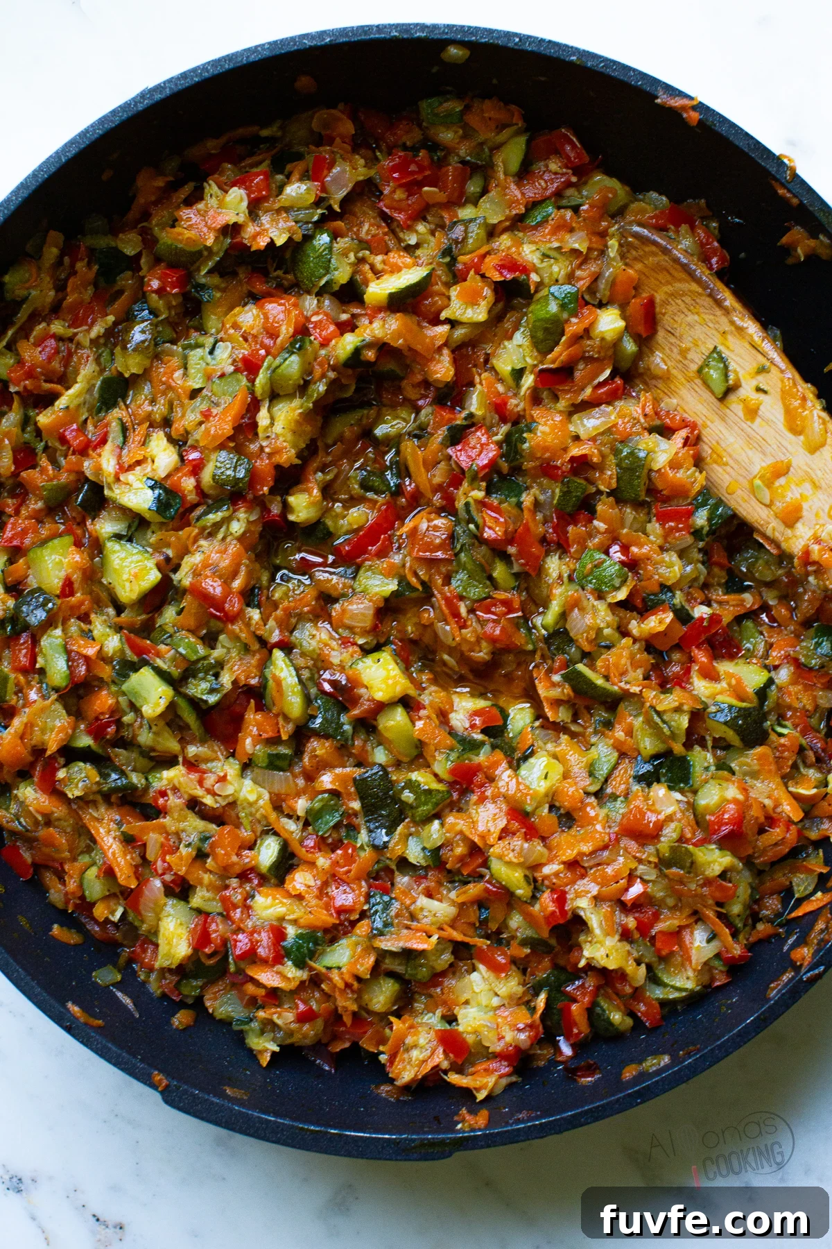 zucchini spread in a skillet 