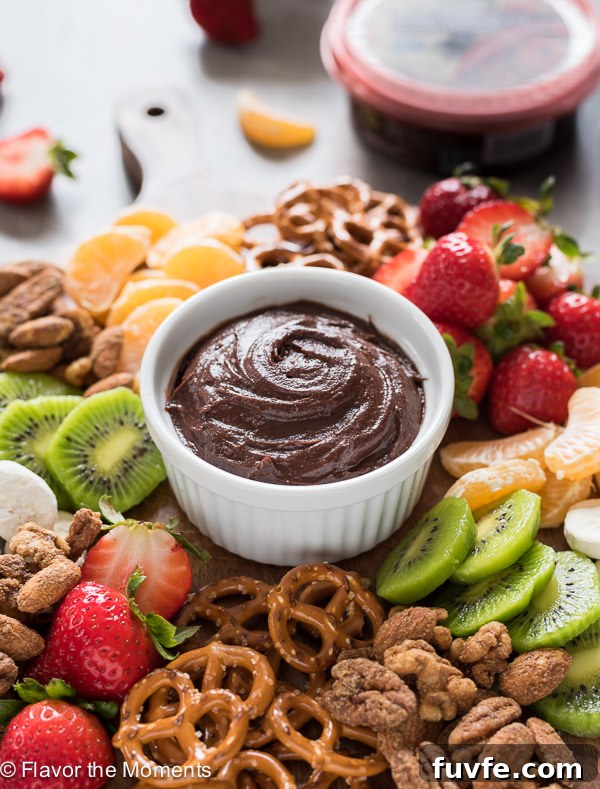 Chocolate hummus snack platter