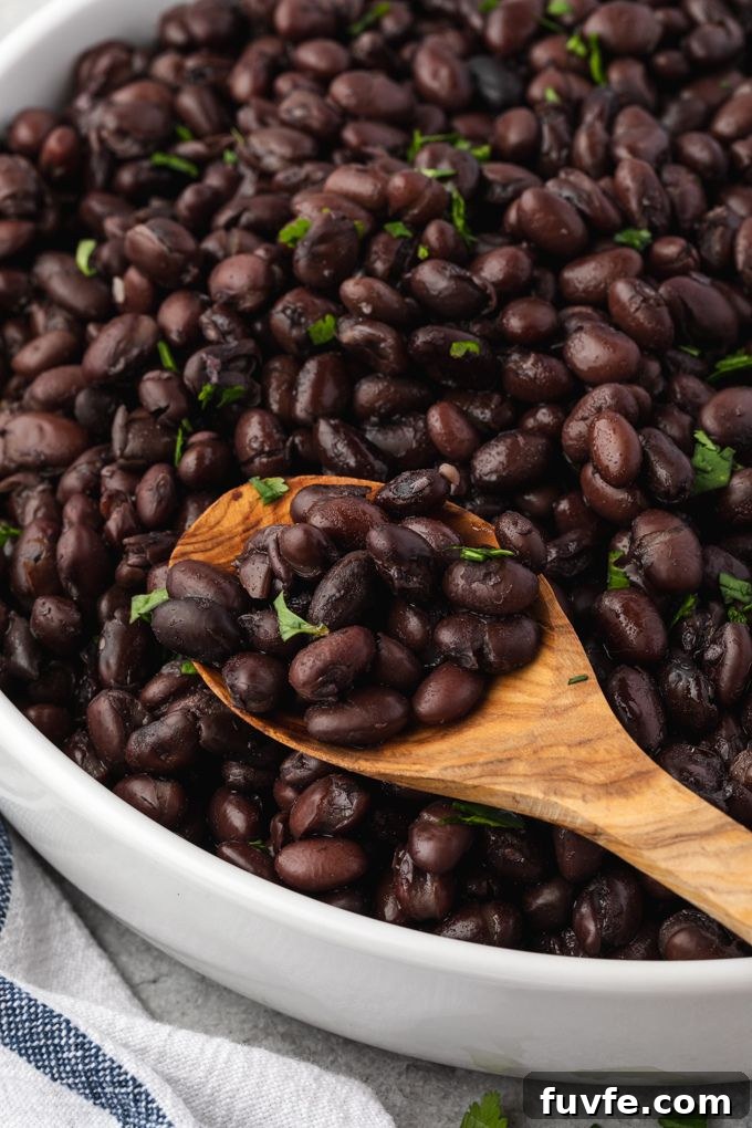 Pressure cooker black beans in a bowl