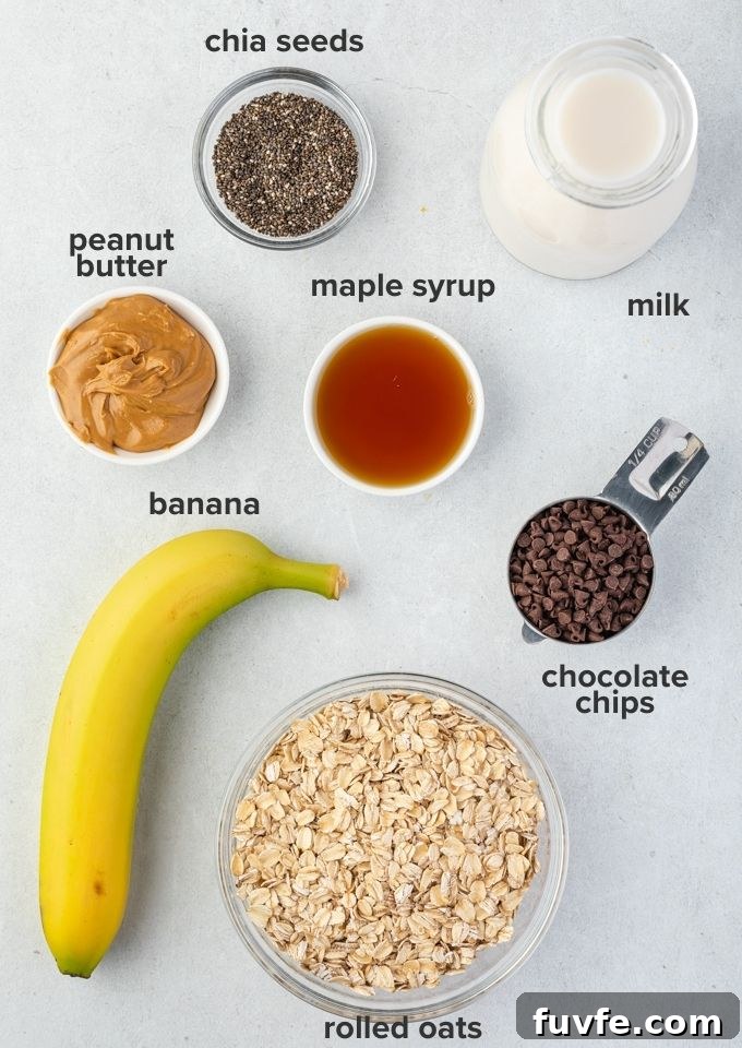 Peanut butter overnight oats ingredients